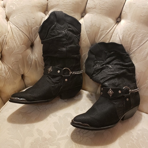 COPY - Black leather cowboy boots, silver hard wear - Picture 6 of 6